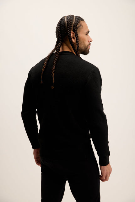 Men's Muscle Crew-Neck Sweater - Black | Ron Tomson