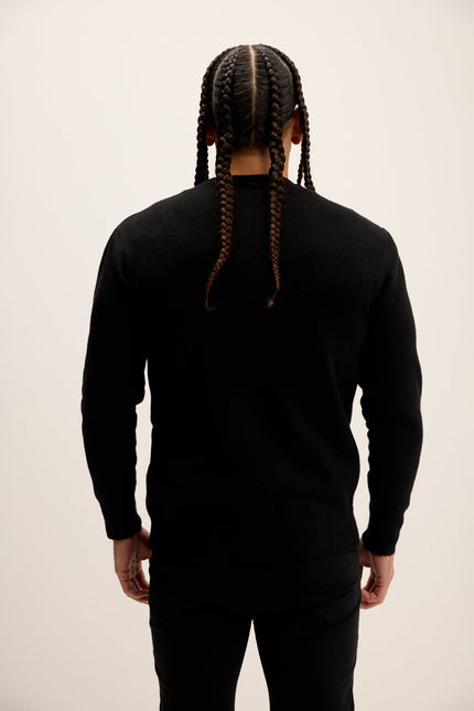 Men's Muscle Crew-Neck Sweater - Black | Ron Tomson