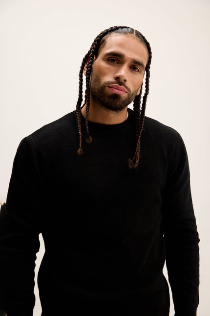 Men's Muscle Crew-Neck Sweater - Black | Ron Tomson
