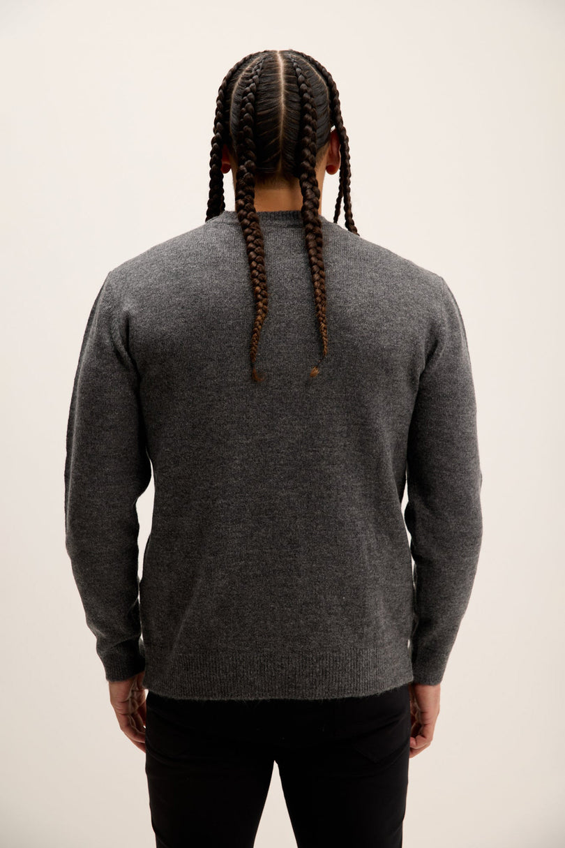 Men's Muscle Crew-Neck Sweater - Anthracite | Ron Tomson
