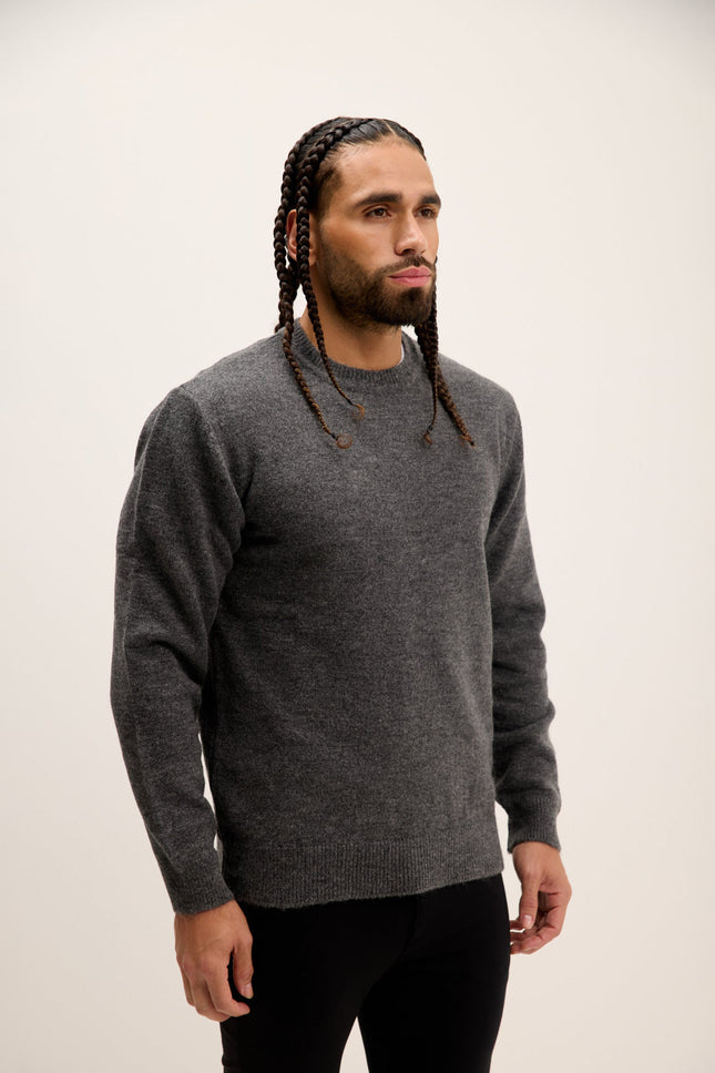 Men's Muscle Crew-Neck Sweater - Anthracite | Ron Tomson