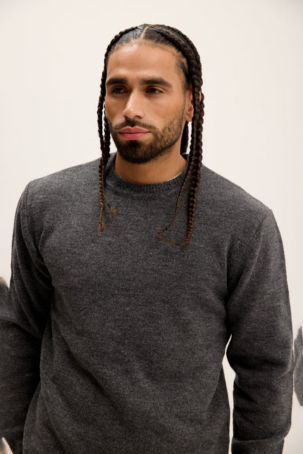 Men's Muscle Crew-Neck Sweater - Anthracite | Ron Tomson