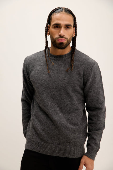 Men's Muscle Crew-Neck Sweater - Anthracite | Ron Tomson