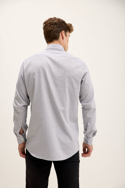 Men's Convertible Cuff Oxford Spread Collar Dress Shirt - Grey | Ron Tomson
