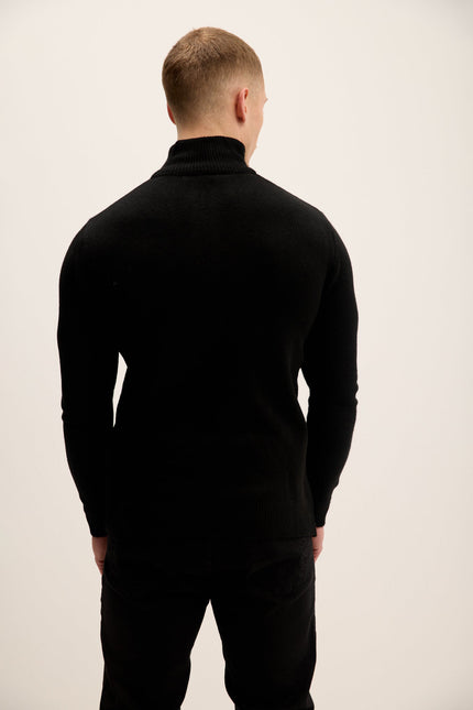 Men's Quarter-Zip Sweater - Black | Ron Tomson