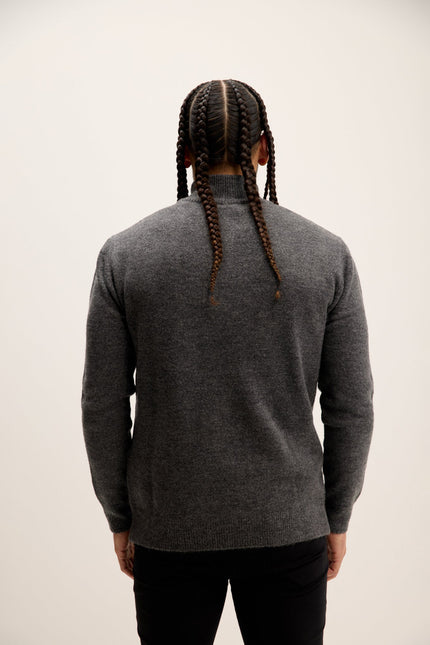 Men's Quarter-Zip Sweater - Anthracite | Ron Tomson