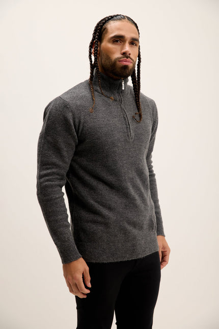 Men's Quarter-Zip Sweater - Anthracite | Ron Tomson