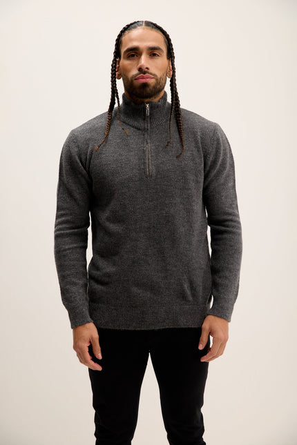 Men's Quarter-Zip Sweater - Anthracite | Ron Tomson