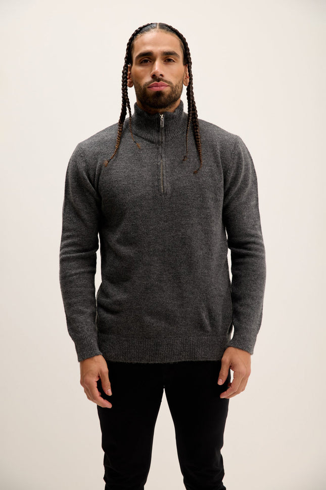 Men's Quarter-Zip Sweater - Anthracite | Ron Tomson