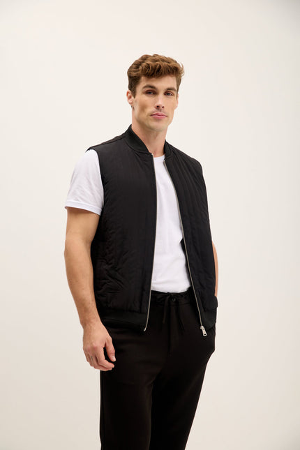 Men's Padded Fitted Vest - Black | Ron Tomson
