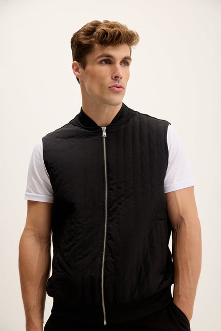Men's Padded Fitted Vest - Black | Ron Tomson
