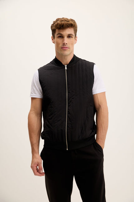 Men's Padded Fitted Vest - Black | Ron Tomson