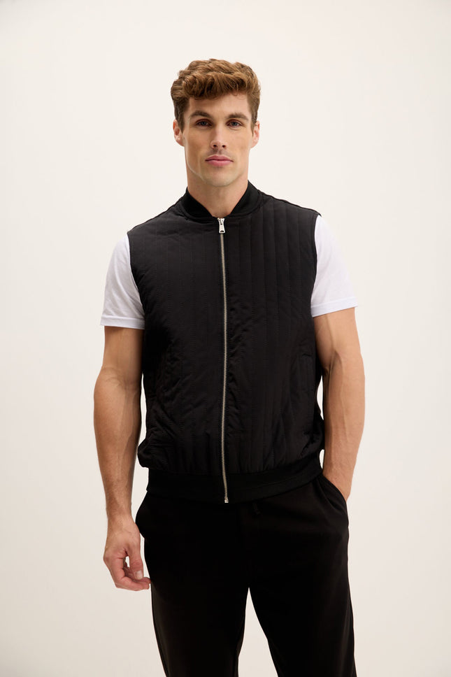 Men's Padded Fitted Vest - Black | Ron Tomson