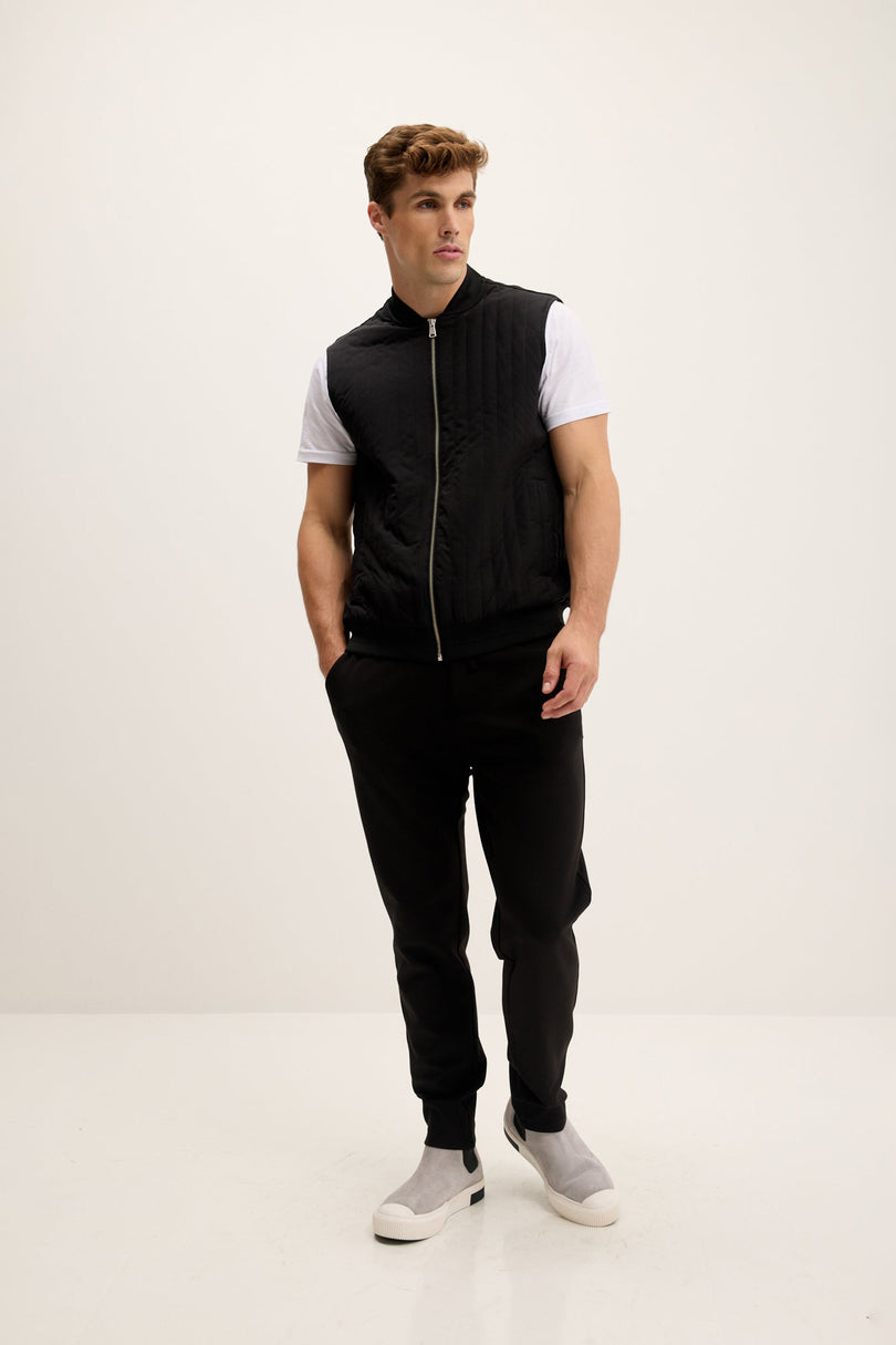 Men's Padded Fitted Vest - Black | Ron Tomson
