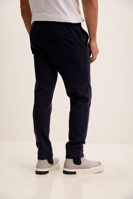 Men's Tapered Drawstring Casual Pants - Navy | Ron Tomson