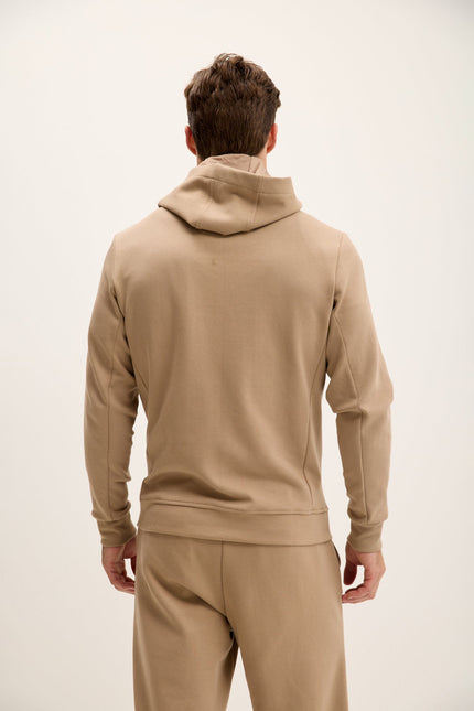 Men's Hooded Double-Zip Hoodie - Beige | Ron Tomson