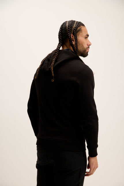 Men's Hooded Double Zipper Jacket - Black | Ron Tomson
