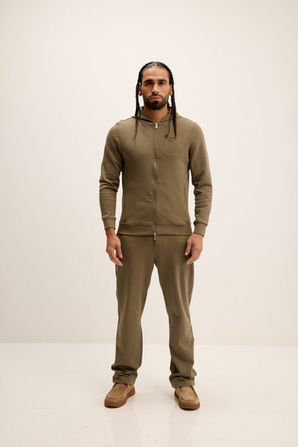 Men's Cotton Double Zipper Hoodie - Green | Ron Tomson