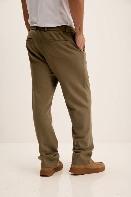 Men's Relaxed Drawstring Casual Pants - Olive | Ron Tomson