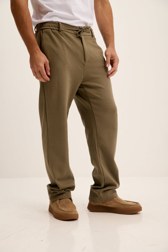Men's Relaxed Drawstring Casual Pants - Olive | Ron Tomson