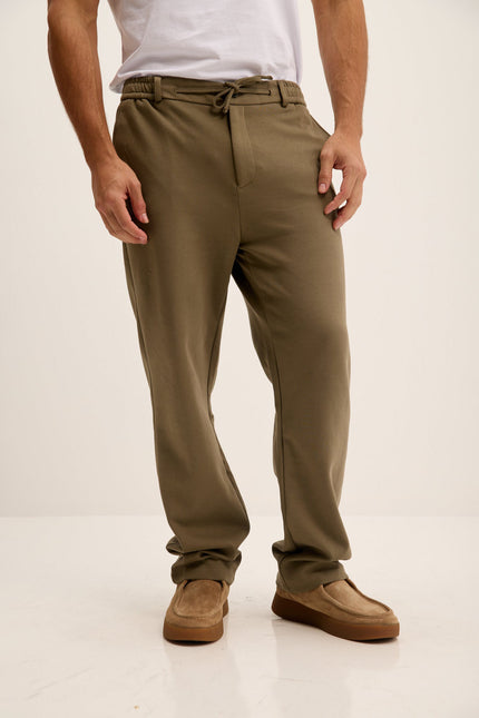 Men's Relaxed Drawstring Casual Pants - Olive | Ron Tomson