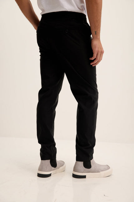 Men's Relaxed Drawstring Casual Pants - Black | Ron Tomson