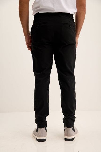 Men's Relaxed Drawstring Casual Pants - Black | Ron Tomson