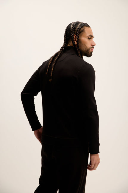 Men's Double Zip Trainer Jacket - Black | Ron Tomson