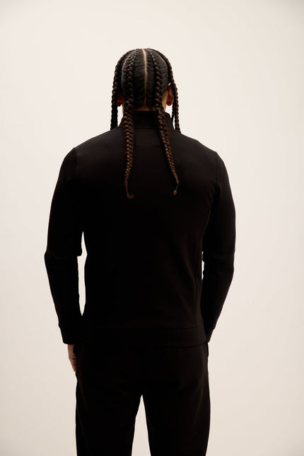Men's Double Zip Trainer Jacket - Black | Ron Tomson