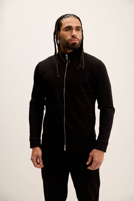 Men's Double Zip Trainer Jacket - Black | Ron Tomson