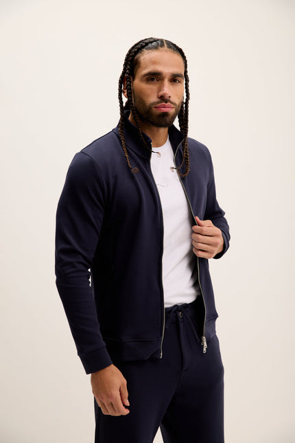 Men's Double Zip Track Jacket - Navy | Ron Tomson