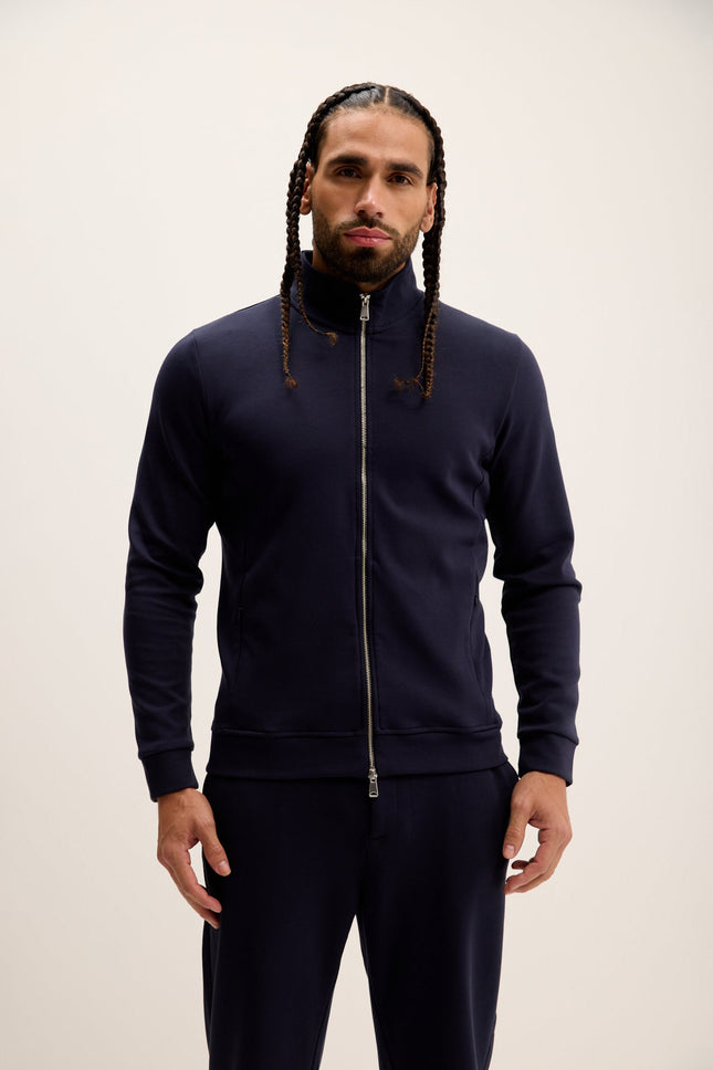 Men's Double Zip Track Jacket - Navy | Ron Tomson