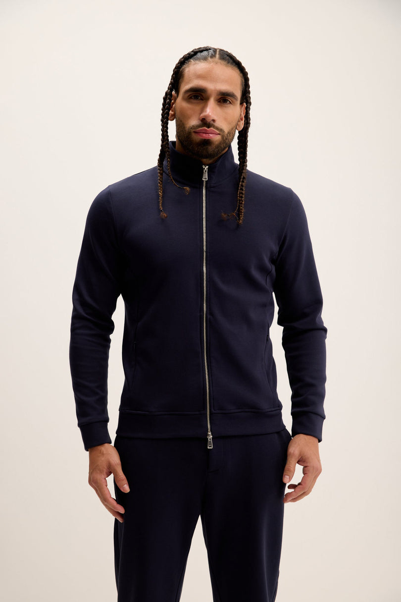 Men's Double Zip Track Jacket - Navy | Ron Tomson