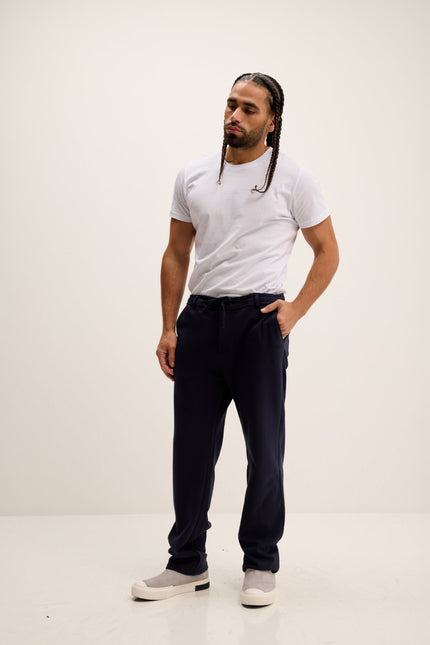 Men's Relaxed Drawstring Casual Pants - Navy | Ron Tomson
