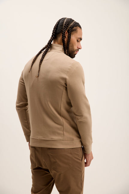 Men's Double Zip Trainer Jacket - Beige | Ron Tomson