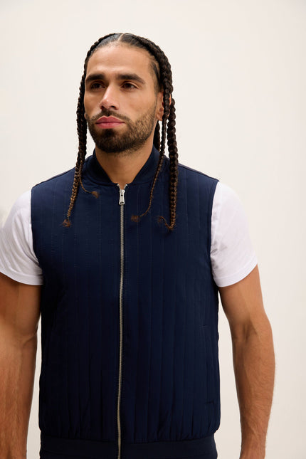 Men's Padded Fitted Vest - Navy | Ron Tomson