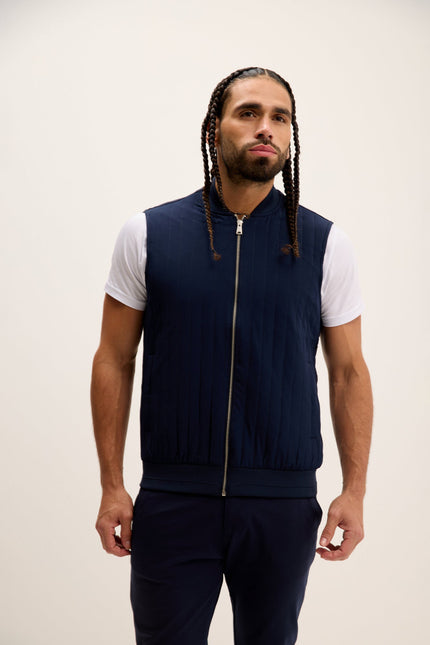 Men's Padded Fitted Vest - Navy | Ron Tomson