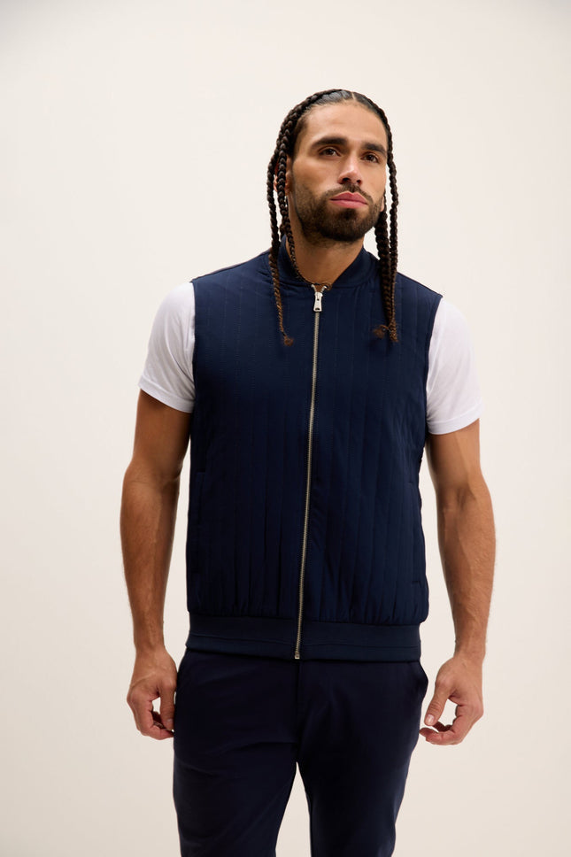 Men's Padded Fitted Vest - Navy | Ron Tomson