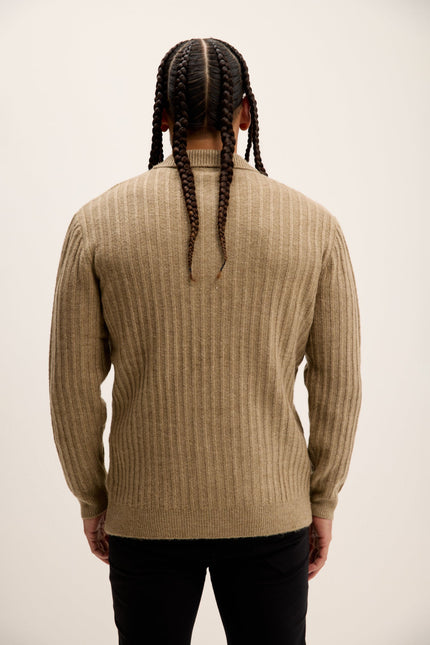 Men's Knit Ribbed Polo Sweater - Vizon | Ron Tomson