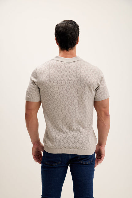 Men's Crochet Polo Shirt - Grey | Ron Tomson