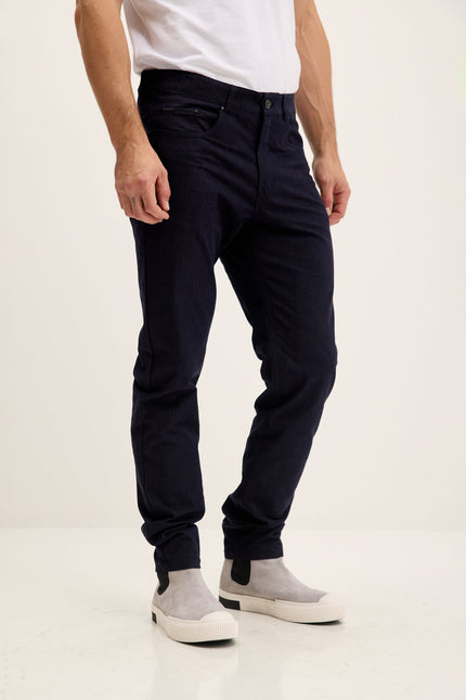 Men's Lightweight 5-Pocket Cotton Pants - Navy | Ron Tomson
