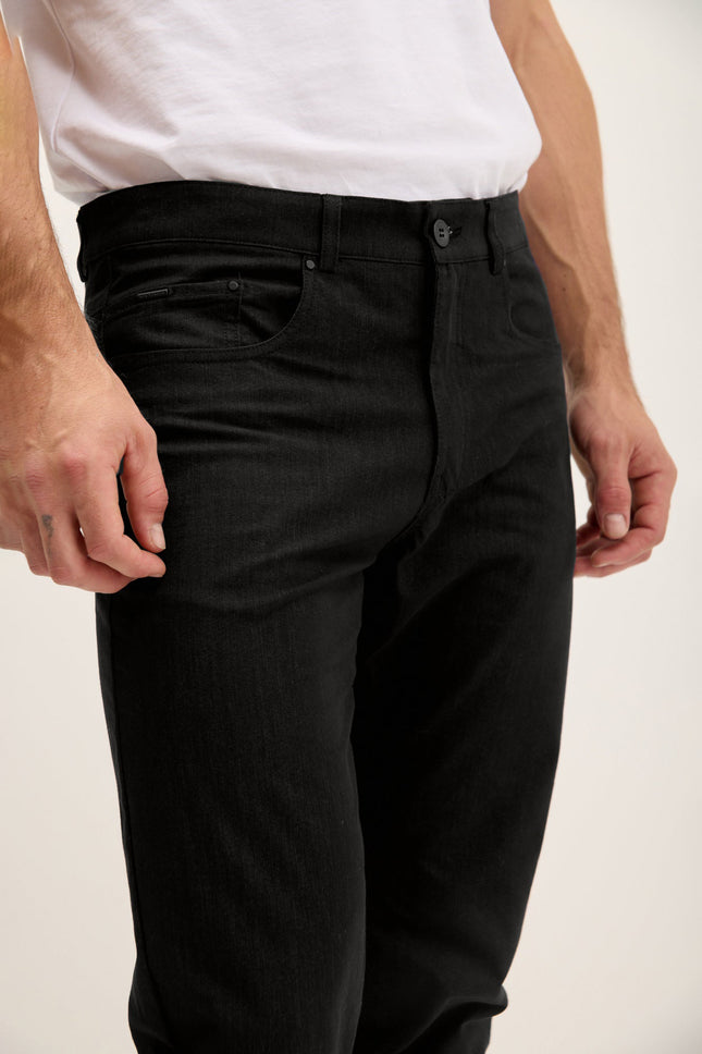 Men's Lightweight Cotton 5-Pocket Jeans - Black | Ron Tomson