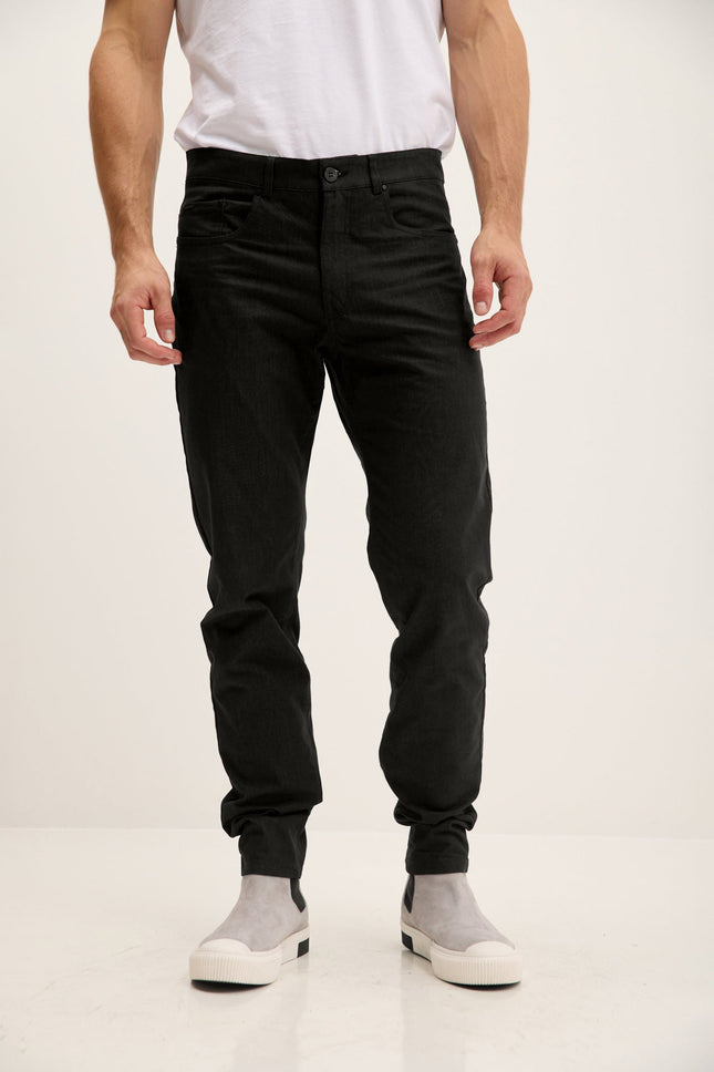 Men's Lightweight Cotton 5-Pocket Jeans - Black | Ron Tomson