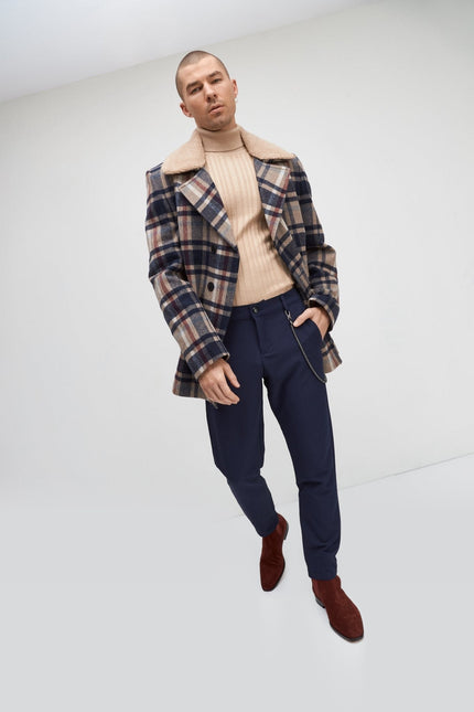 Mid Weight Chain Detail Dress Pants - Navy