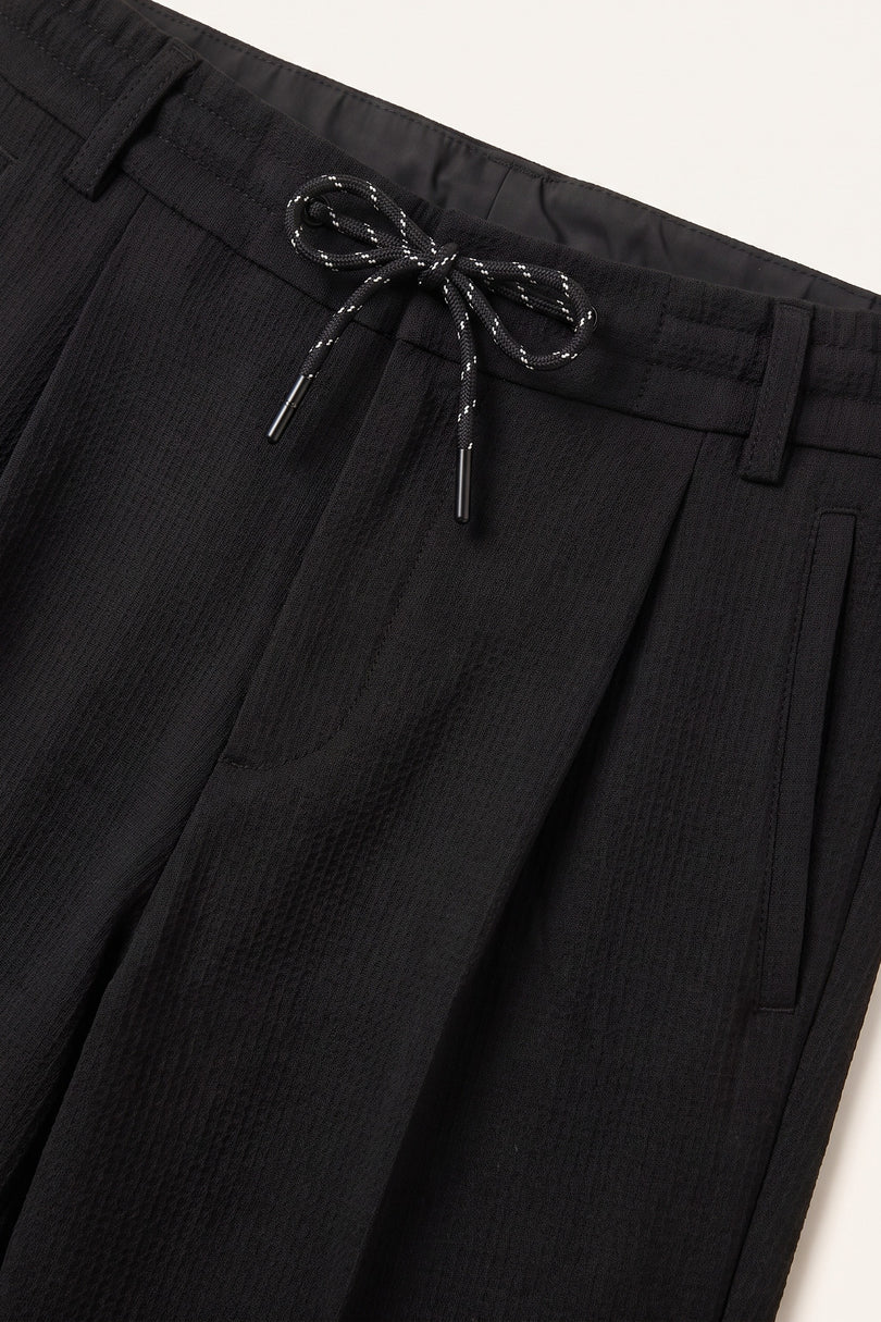 Waffle Stretch Beach Day Pants - Black - Detail View