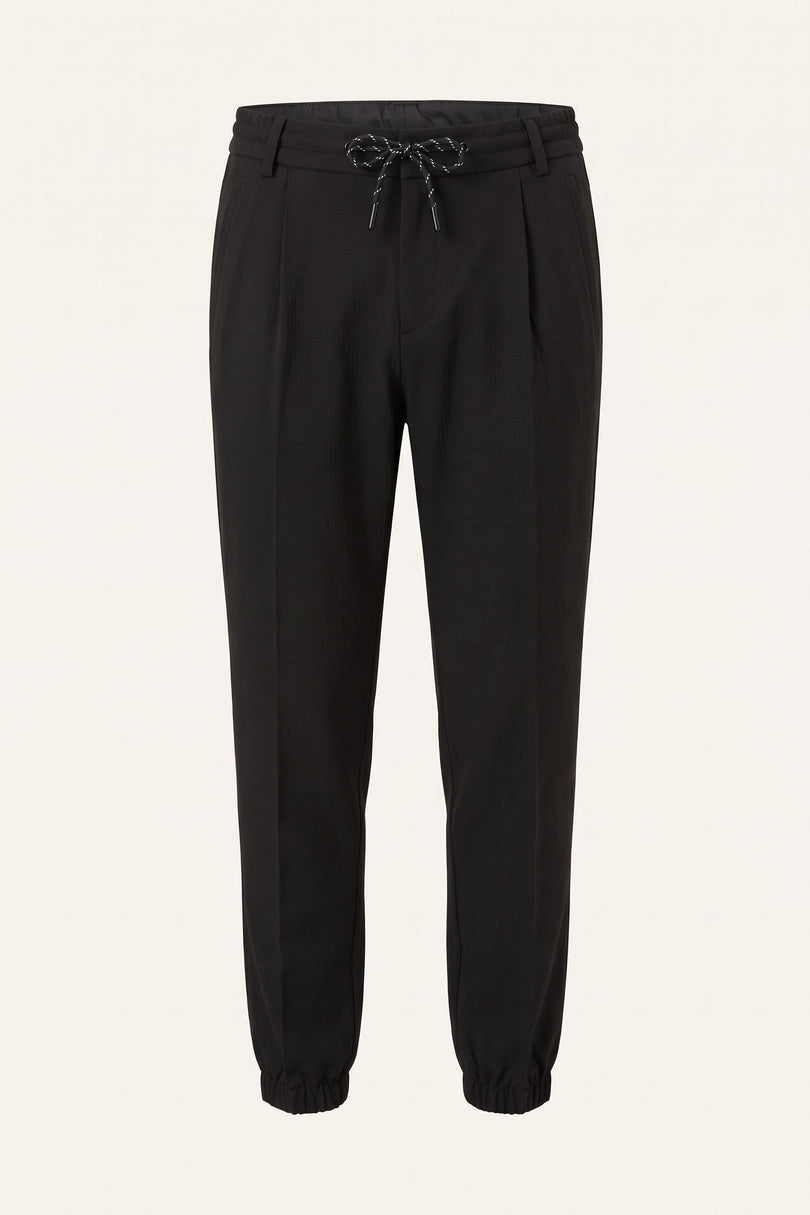 Waffle Stretch Beach Day Pants - Black - Front View