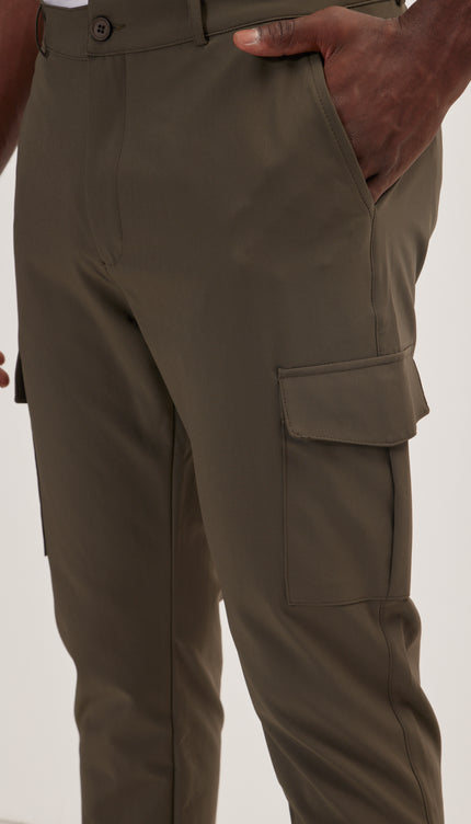 Tapered No-Wrinkle Utility Pants - Khaki
