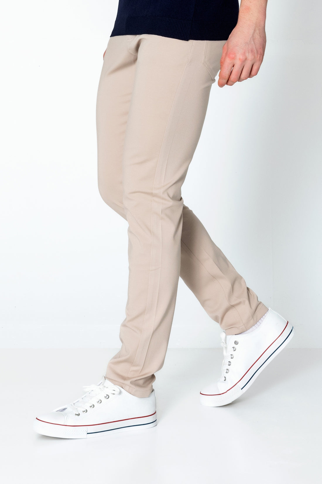 Lightweight Fitted Casual Pants - Beige