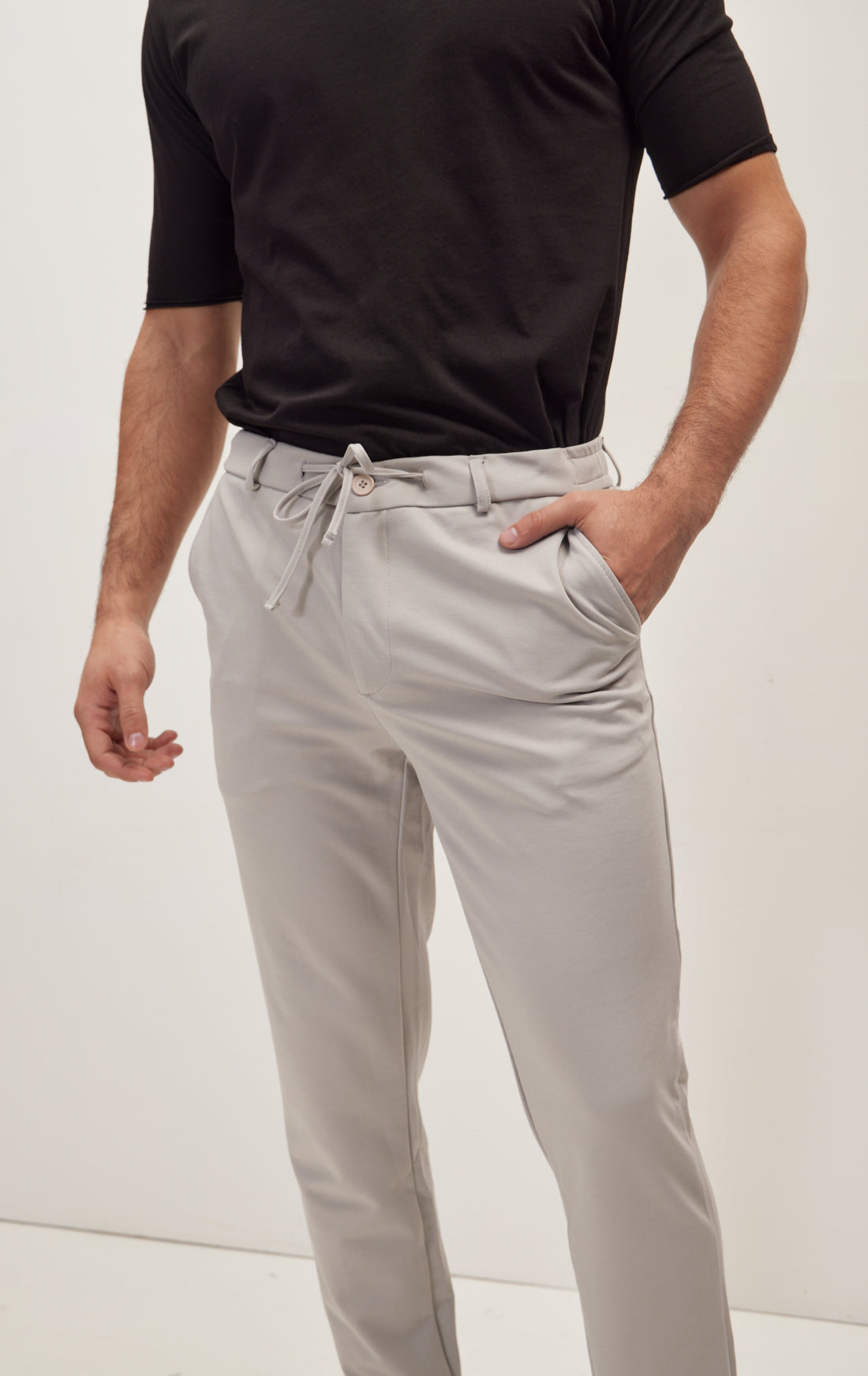 Fitted Casual Everyday Pants - Grey