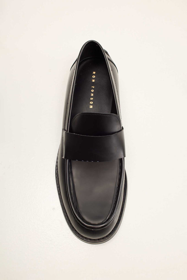 Men's Penny Leather Loafer - Black | Ron Tomson